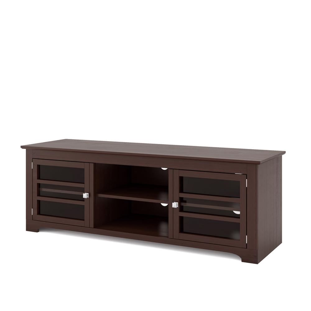 Corliving West Lake Dark Espresso Wood Veneer Tv Bench For Tvs Up To
