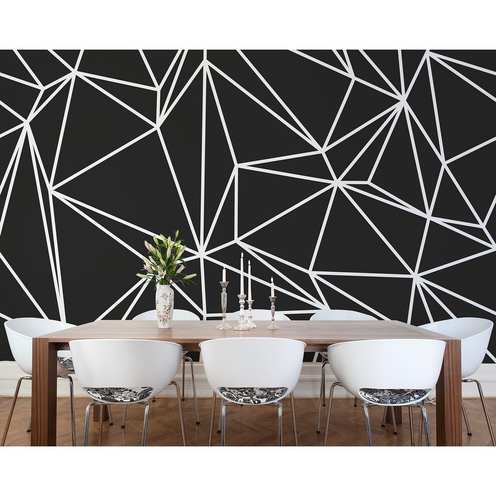black and white wall mural