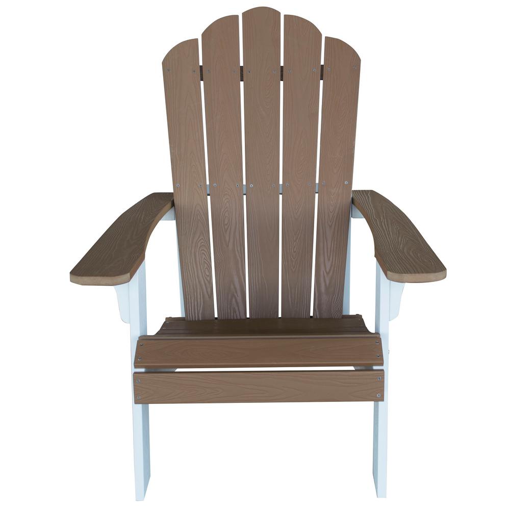 Amerihome Tan With White Accents Outdoor 2 Tone Wood Construction Tan With White Accents Outdoor 2 Tone Wood Construction Durable Faux Adirondack Chair