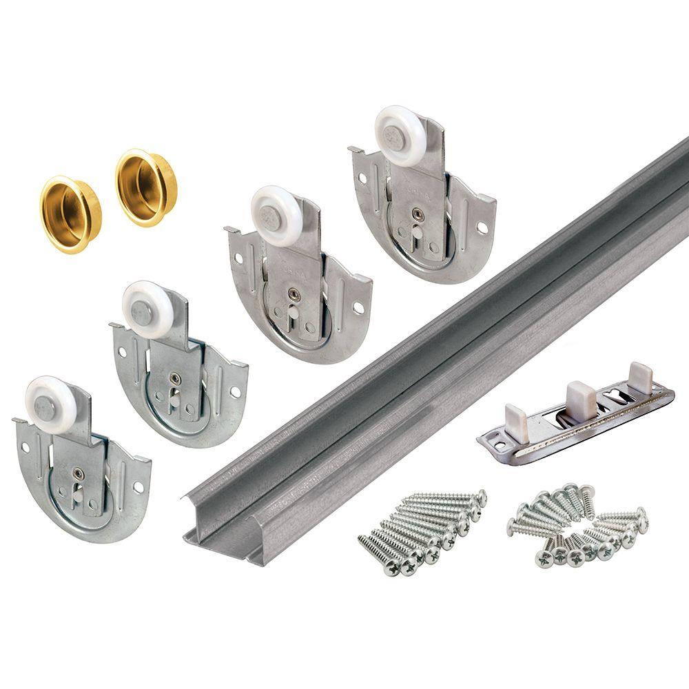 Details About Bypass Closet Door Track Kit Installation Replacement Hardware Roller 96 Length