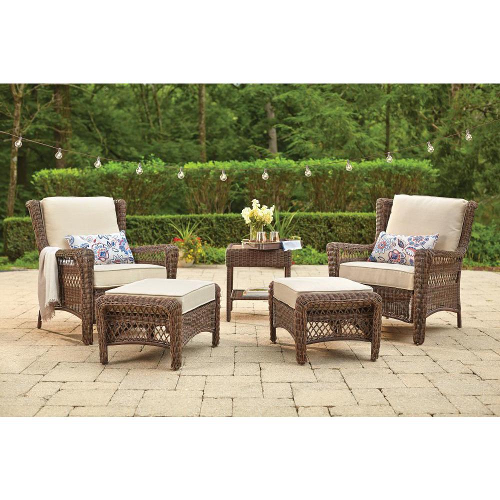 Hampton Bay Park Meadows Brown 5 Piece Wicker Outdoor Patio