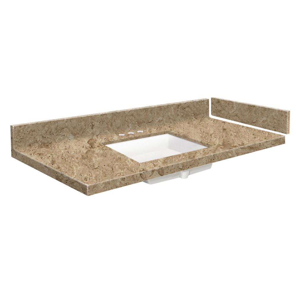 Transolid 40 5 In W X 22 25 D Solid Surface Vanity Top Sand Transolid 40 5 In W X 22 25 D Solid Surface Vanity Top Sand Mountain With White Basin And Widespread
