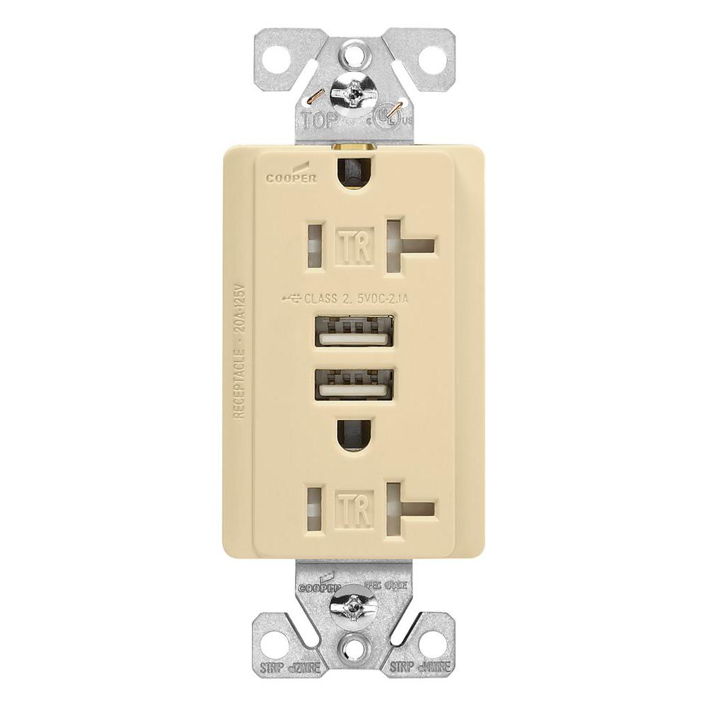 Eaton Designer USB Charger with Duplex Receptacle, Oil Rubbed Bronze