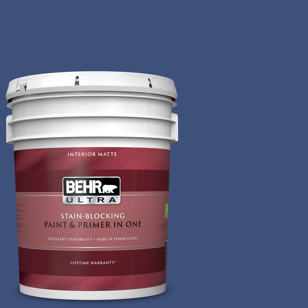 Behr Ultra 5 Gal 600d 7 Daring Indigo Matte Interior Paint And