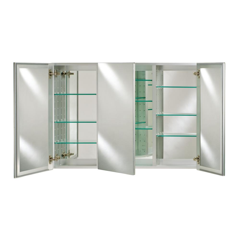 Afina Broadway 48 In X 36 In Triple Door Recessed Optional Surface Mount Medicine Cabinet W Polished Edge Frameless Mirrors Td4836rbrdpe The Home Depot