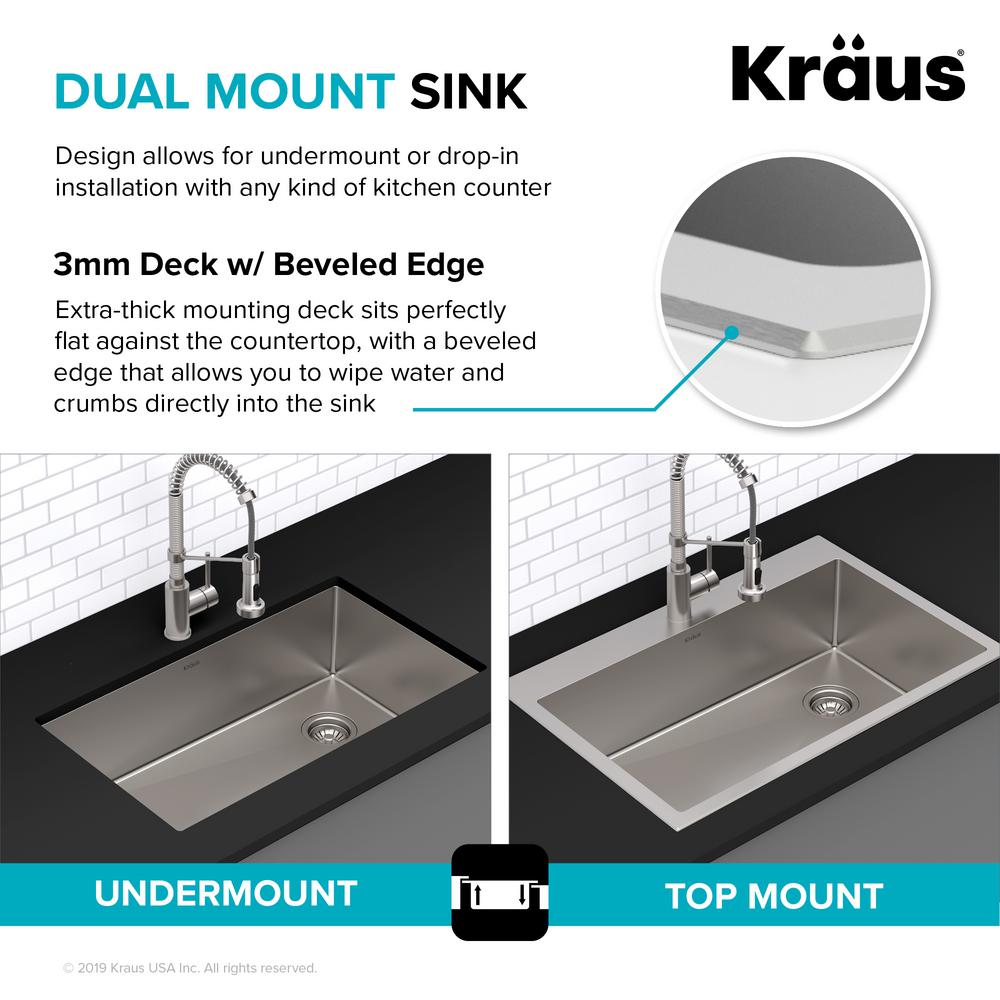 Kraus Loften All In One Dual Mount Drop Stainless Steel 33 2 Hole Single Bowl Kitchen Sink With Pull Down Faucet Kch 1000 The Home Depot - Kraus Double Bowl Kitchen Sink 33 Inches Kraus Loften All In One Dual Mount Drop Stainless Steel 33 2 Hole Single Bowl Kitchen Sink With Pull Down Faucet Kch 1000 The Home Depot - Kraus Double Bowl Kitchen Sink 33 Inches