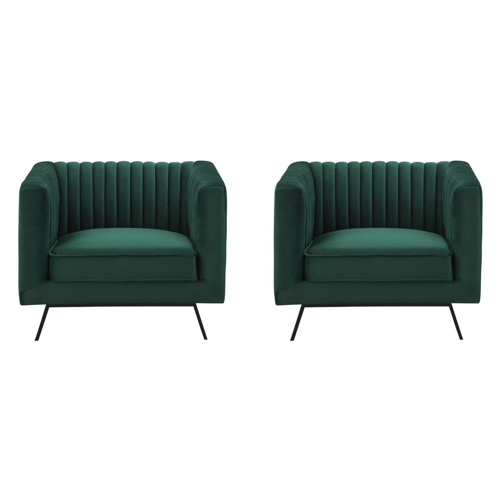 UPC 704817010312 product image for Manhattan Comfort Vandam Hunter Green Velvet Armchairs (Set of 2) | upcitemdb.com