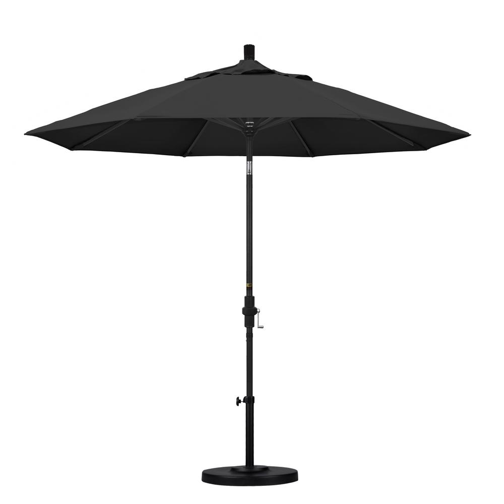Hampton Bay 9 Ft Aluminum Solar Crank And Tilt Patio Umbrella In Aluminum Collar Tilt Patio Umbrella In Black Pacifica