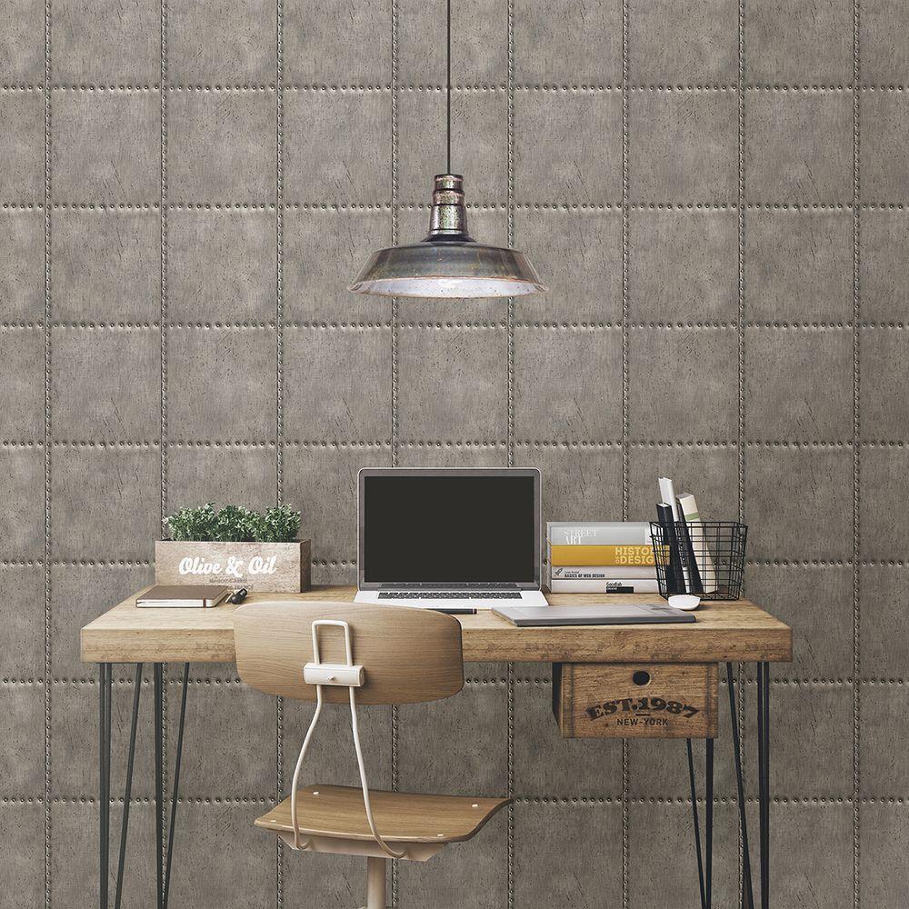 Brewster Silver Sheet Metal Rivets Wallpaper Sample by Brewster