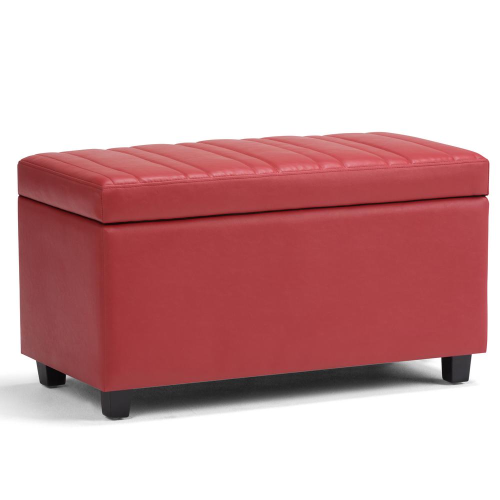 Simpli Home Darcy Crimson Red PU Faux Leather Storage Ottoman-AXCOT-259