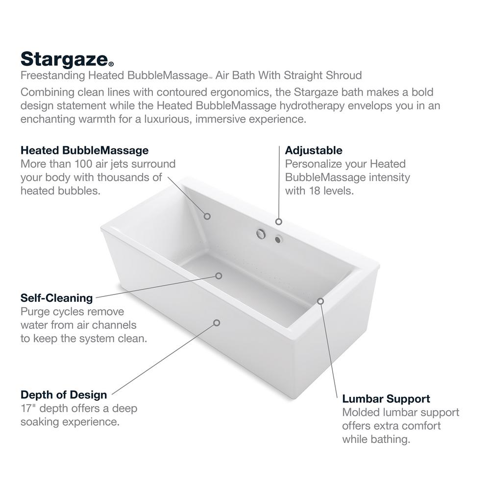 Kohler Stargaze 72 In Acrylic Flatbottom Air Bath Bathtub With Acrylic Flatbottom Air Bath Bathtub