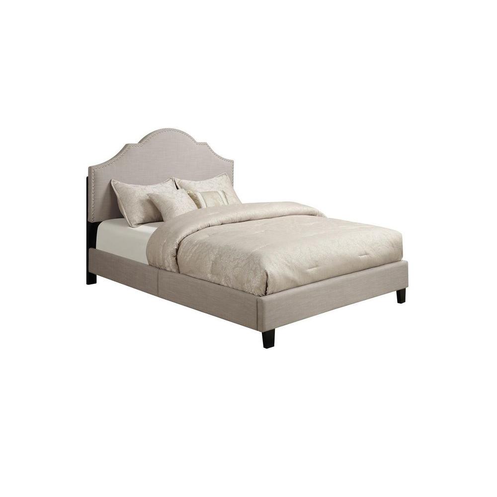 PRI Allin1 Taupe Queen Upholstered BedDS1928290 The Home Depot