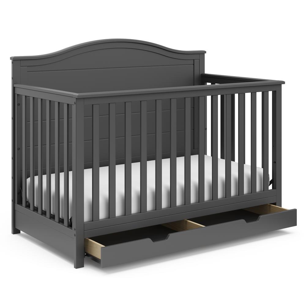 gray crib with drawers