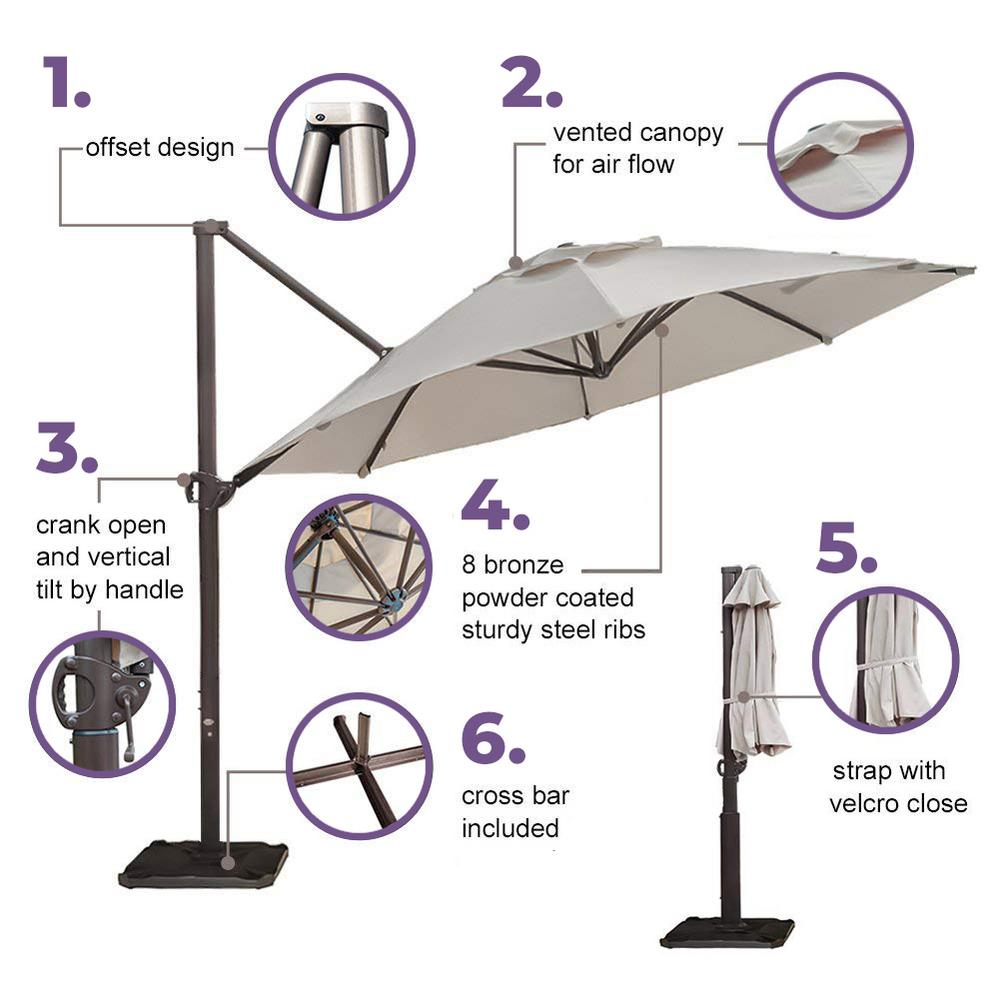 Abba Patio 11 Ft Cantilever Push Tilt Patio Umbrella In Beige Apnrc330be The Home Depot