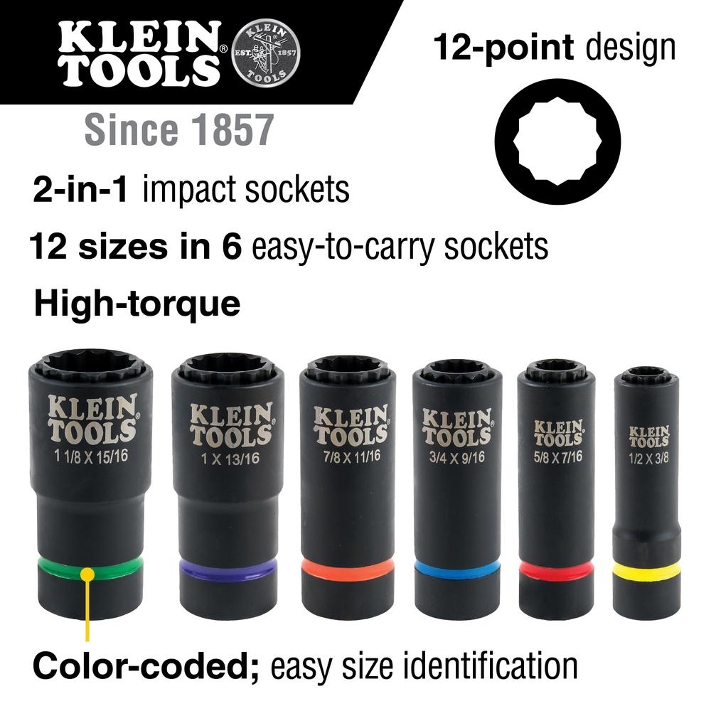 Cr-V steel 6-point shallow socket 9//16 inch 1//2 inch unit 2 pieces