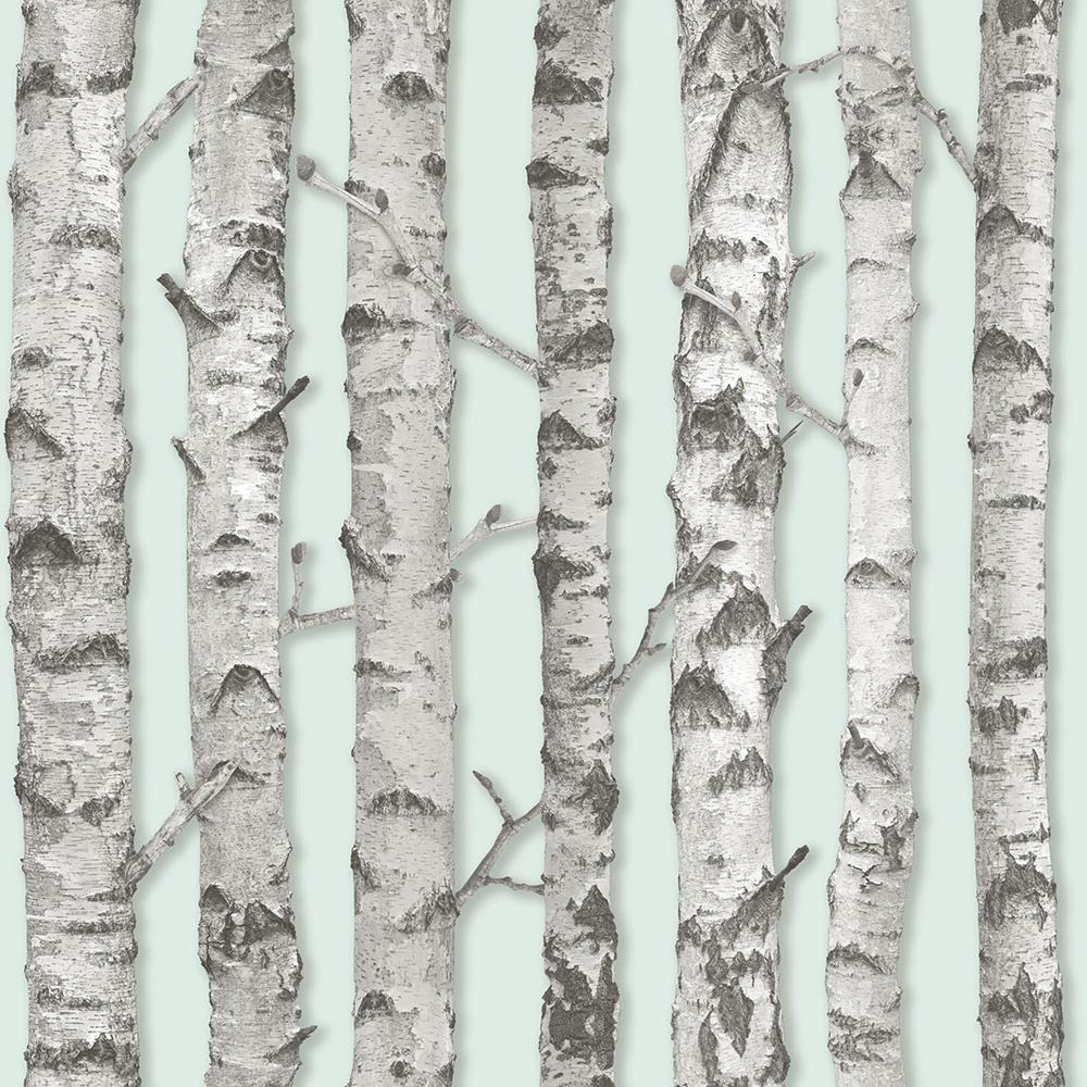 8 in. x 10 in. Merman Mint Birch Tree Wallpaper Sample ...