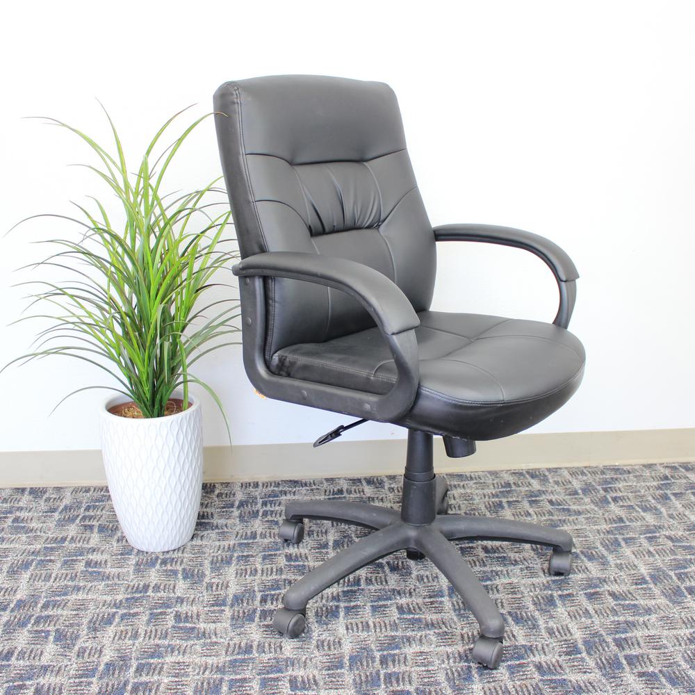 Boss Black Executive Mid Back Leatherplus Chair B7506 The Home Depot