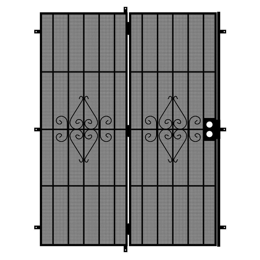 Unique Home Designs Su Casa 72 In X 80 In Black Projection Mount Outswing Steel Patio Security Door With Expanded Metal Screen