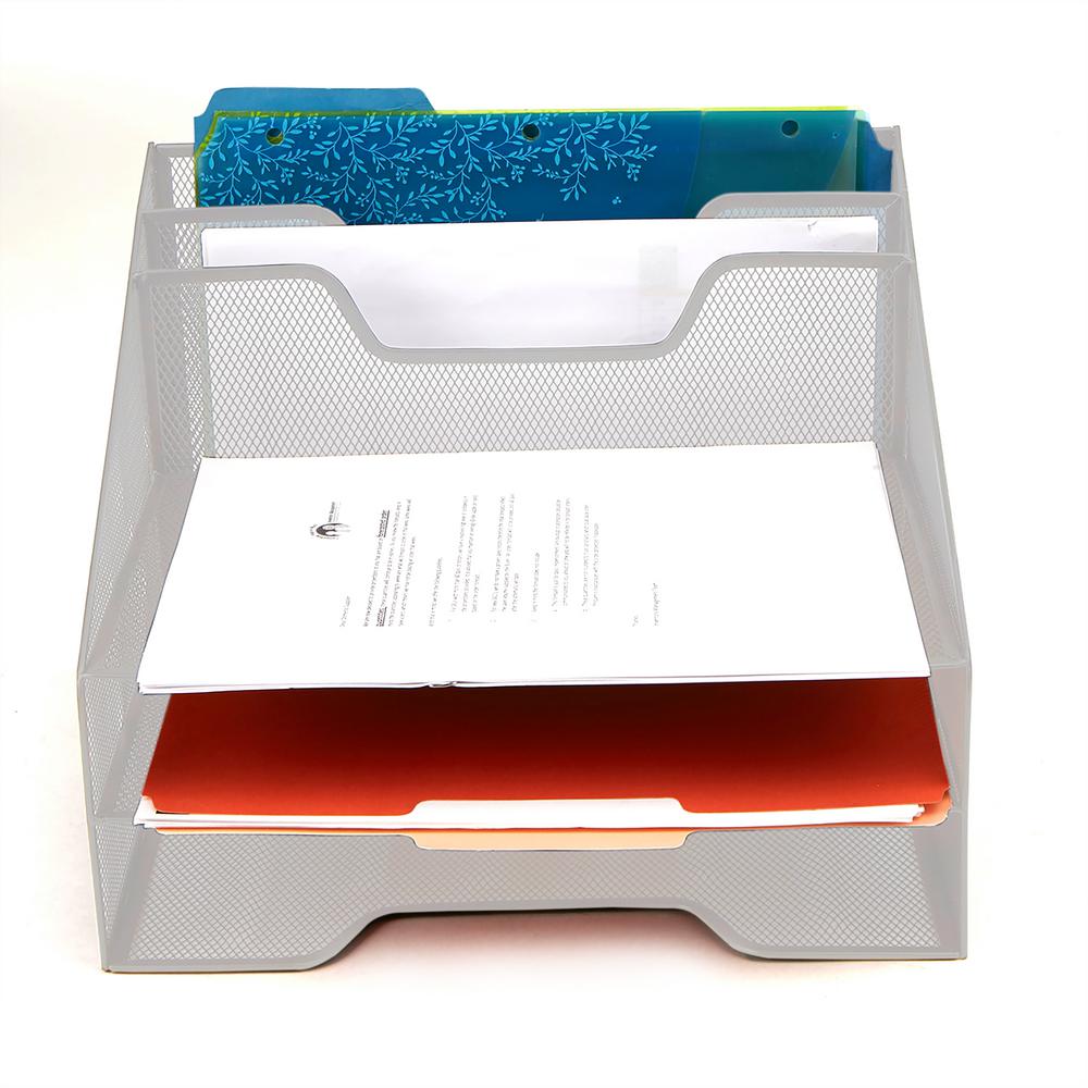 Mind Reader Desk Organizer 5 Trays Desktop Document Letter Tray For Folders Mail Stationary Desk Accessories White Meshbox5 Wht The Home Depot