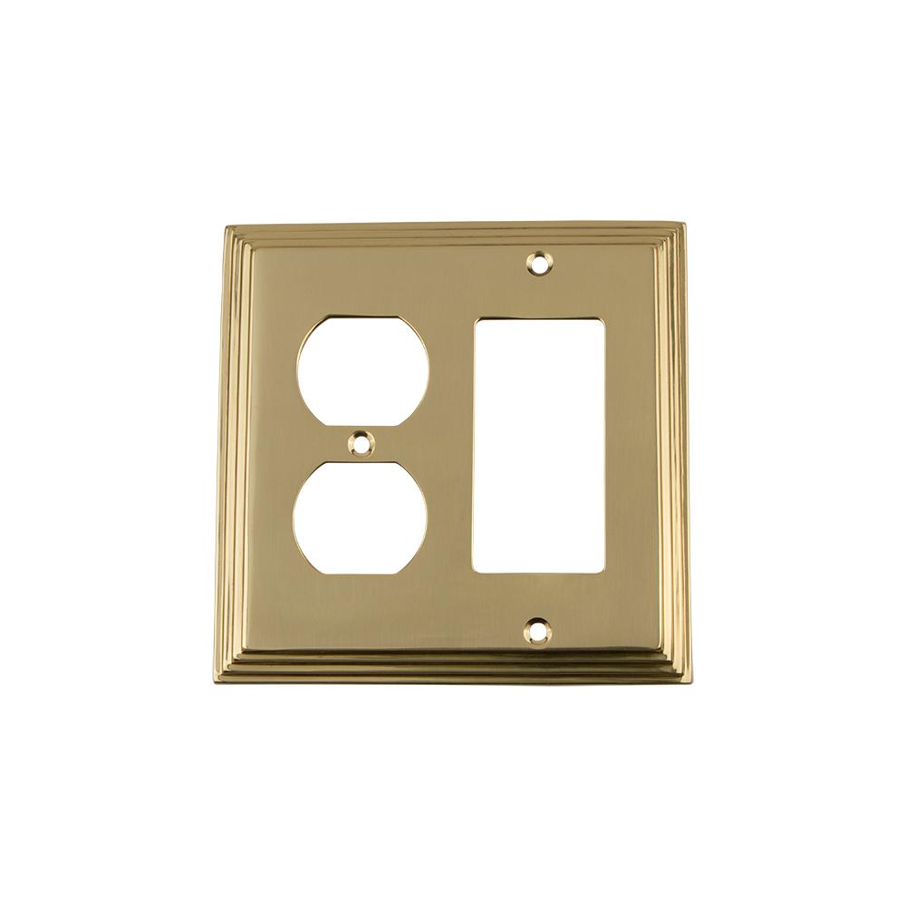 Nostalgic Warehouse Deco Switch Plate with Rocker and Outlet in Unlacquered... by Nostalgic Warehouse