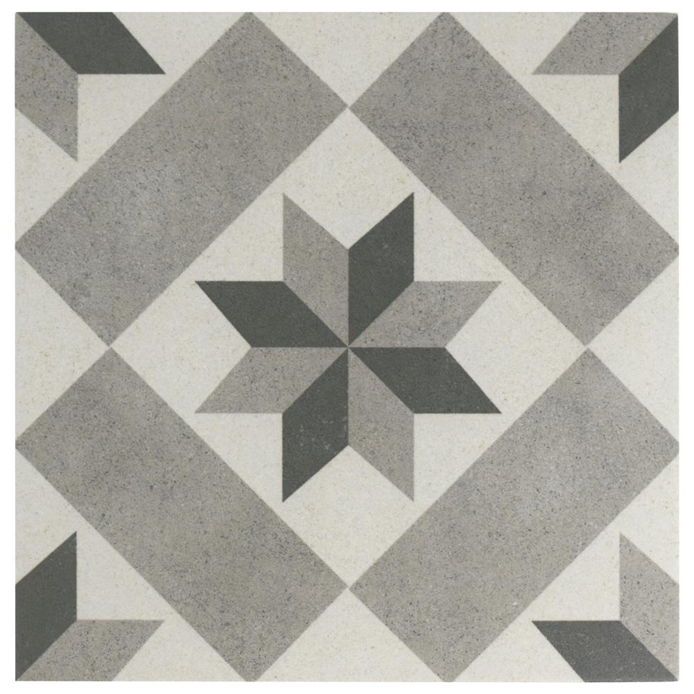 Merola Tile Vintage Star Grey 9-3/4 in. x 9-3/4 in. Porcelain Floor and