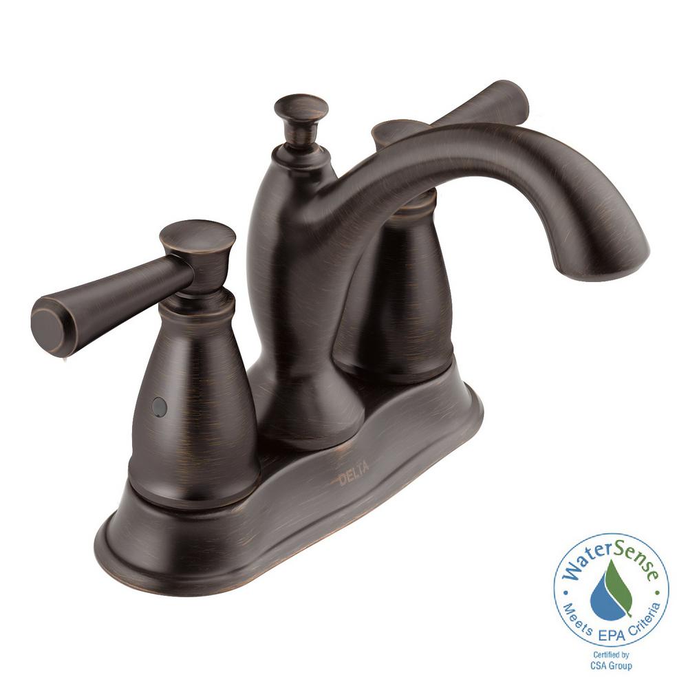 Delta Linden 4 in. Centerset 2-Handle Bathroom Faucet in Venetian ...