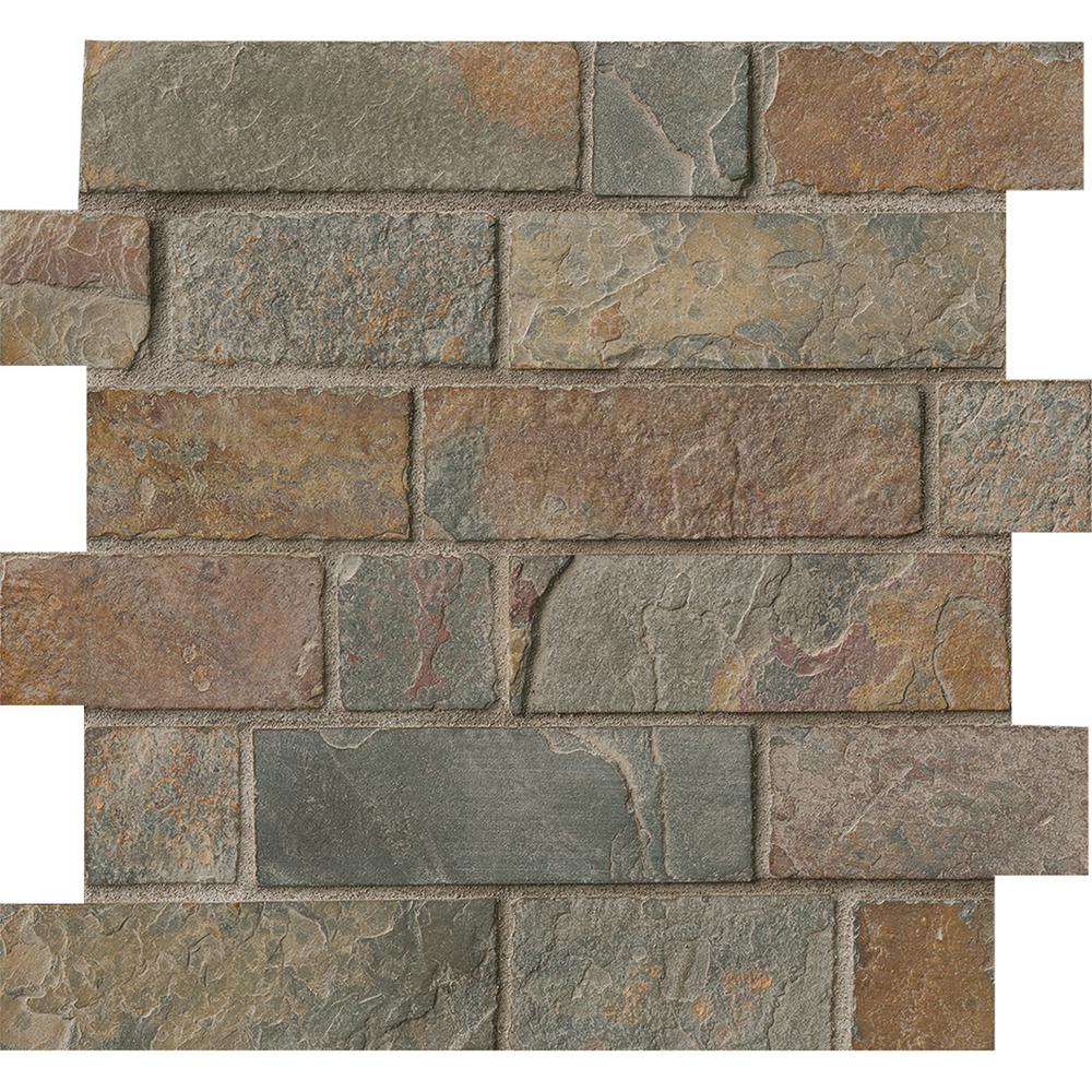 Commercial Tile Flooring The Home Depot California Gold Brick 12 In X 8 Mm Tumbled Slate Mesh