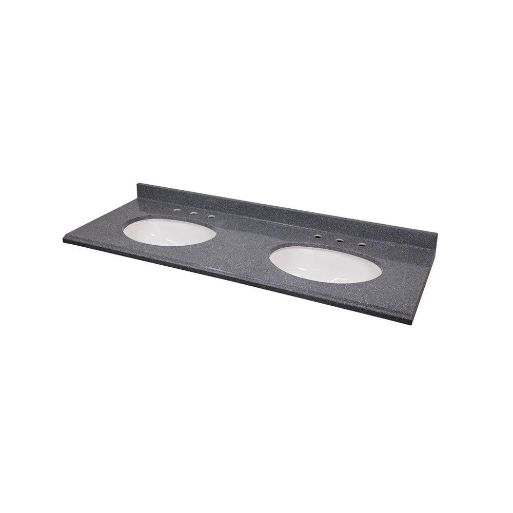 St Paul 61 In Colorpoint Composite Vanity Top Gray With White St Paul 61 In Colorpoint Composite Vanity Top Gray With White Double Undermount