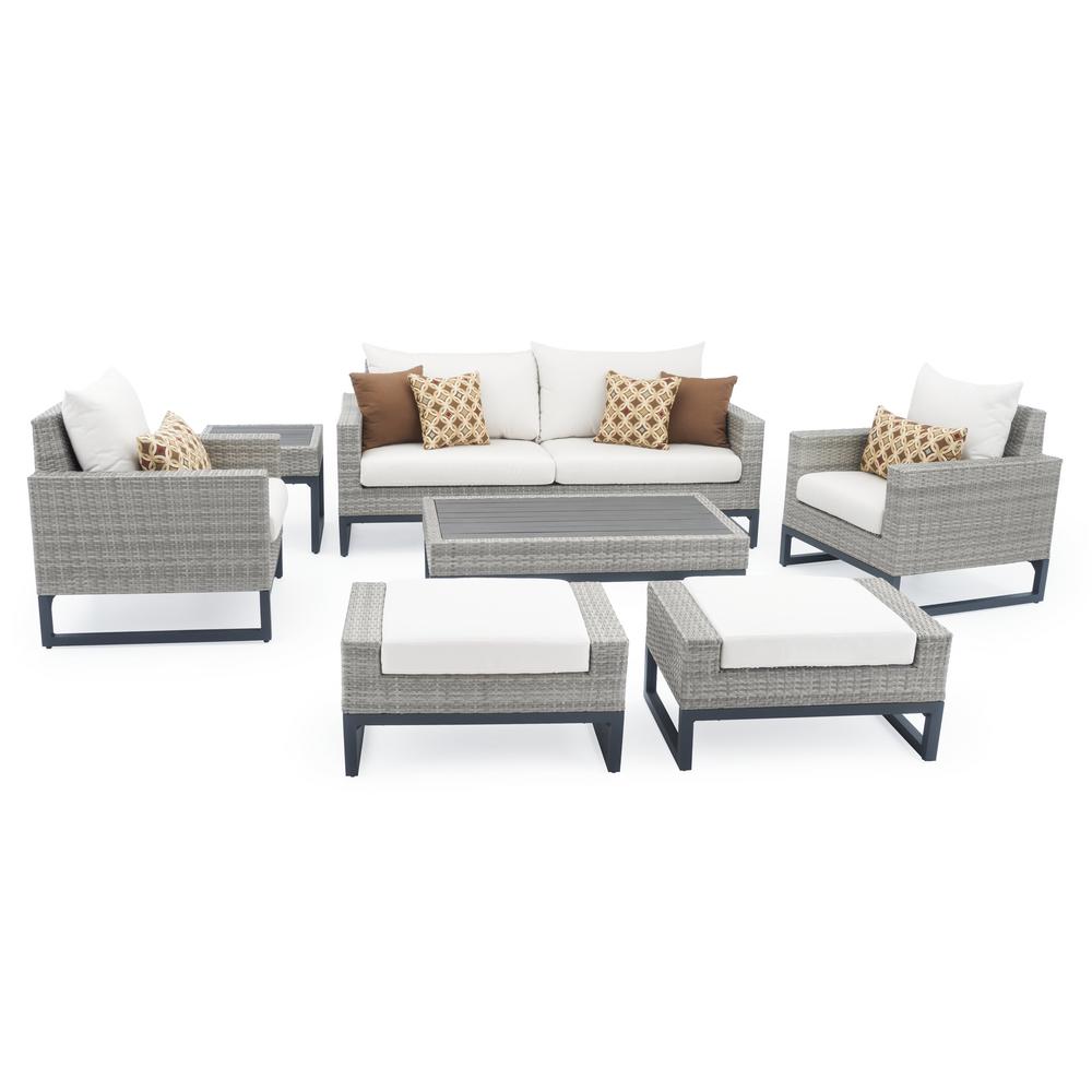 Rst Brands Milo Grey 7 Piece Wicker Patio Deep Seating Conversation Milo Grey 7 Piece Wicker Patio Deep Seating Conversation Set With Sunbrella Moroccan Cream Cushions