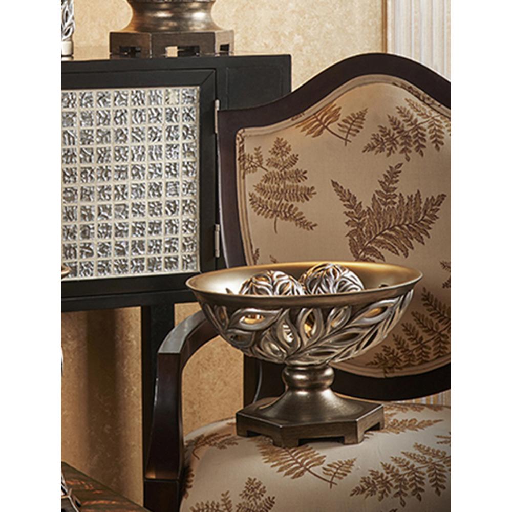 OK LIGHTING Silver Kiara Polyresin Decorative Bowl With Spheres OK