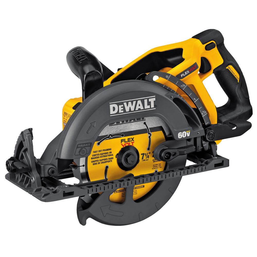 FLEXVOLT 60-Volt MAX Lithium-Ion Cordless Brushless 7-1/4 in. Wormdrive Style Circular Saw (Tool-Only)