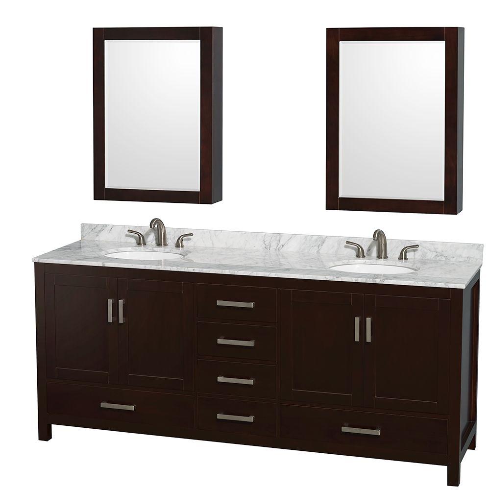 Wyndham Collection Sheffield 80 inch Double Vanity in Espresso with Marble... by Wyndham Collection