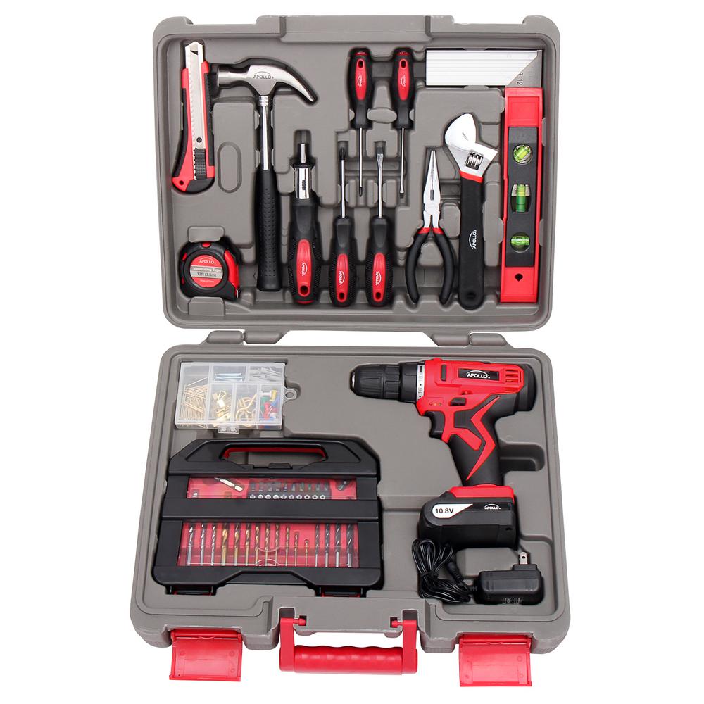 UPC 884540028553 product image for Apollo Household Tool Set with 10.8-Volt Lithium-Ion Cordless Drill (143-Piece) | upcitemdb.com