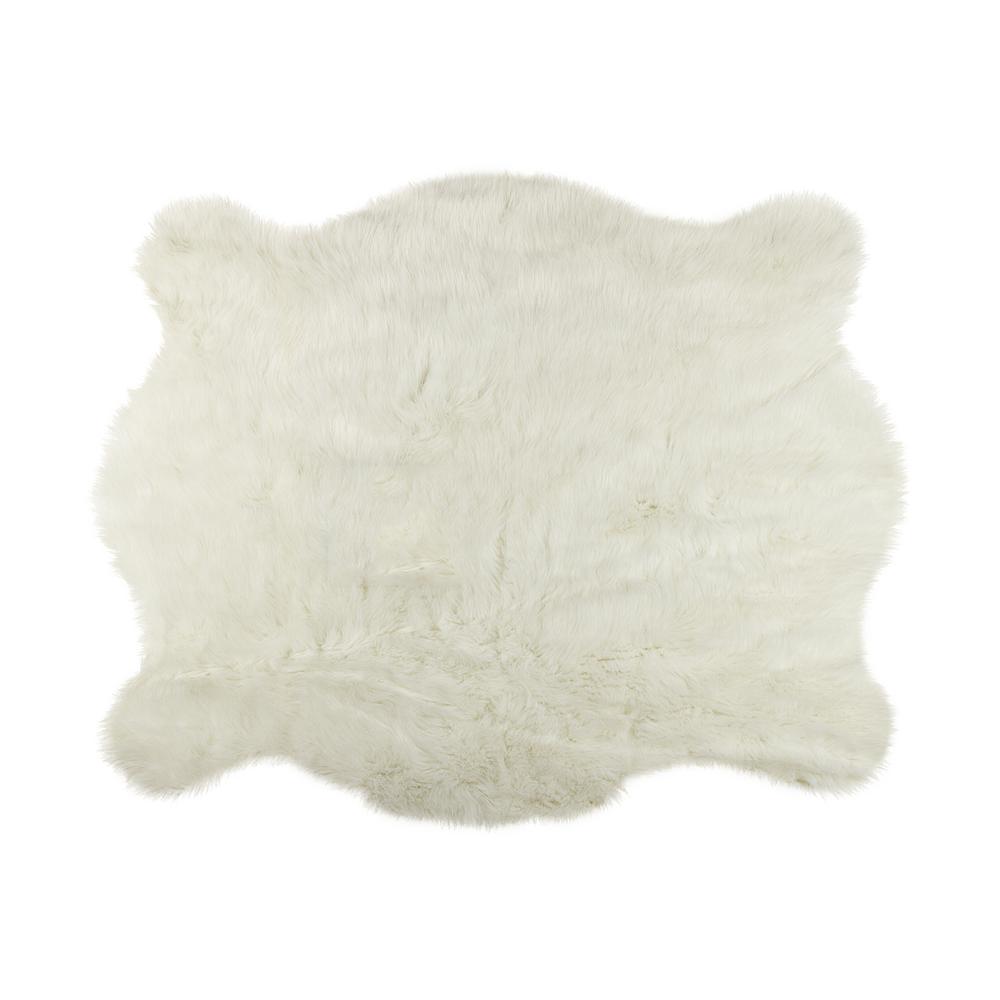 Faux Polar Bear 4. 25 ft. x 5 ft. Cowhide Rug-676685039453 - The Home Depot