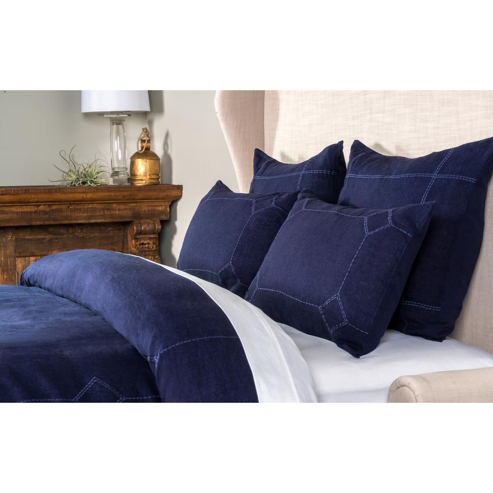 Heirloom Linen Indigo Queen Duvet Cover V140767 The Home Depot Heirloom Linen Indigo Queen Duvet Cover