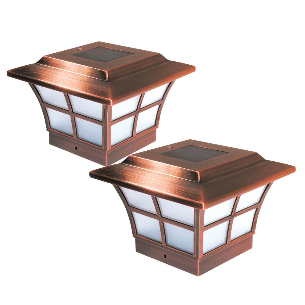 Classy Caps 4 in. x 4 in. Copper Plated Outdoor Prestige Solar Post Cap