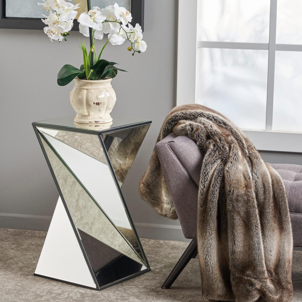 Unbranded Amiel Mirrored Geometrical Side Table 15788 The Home Depot