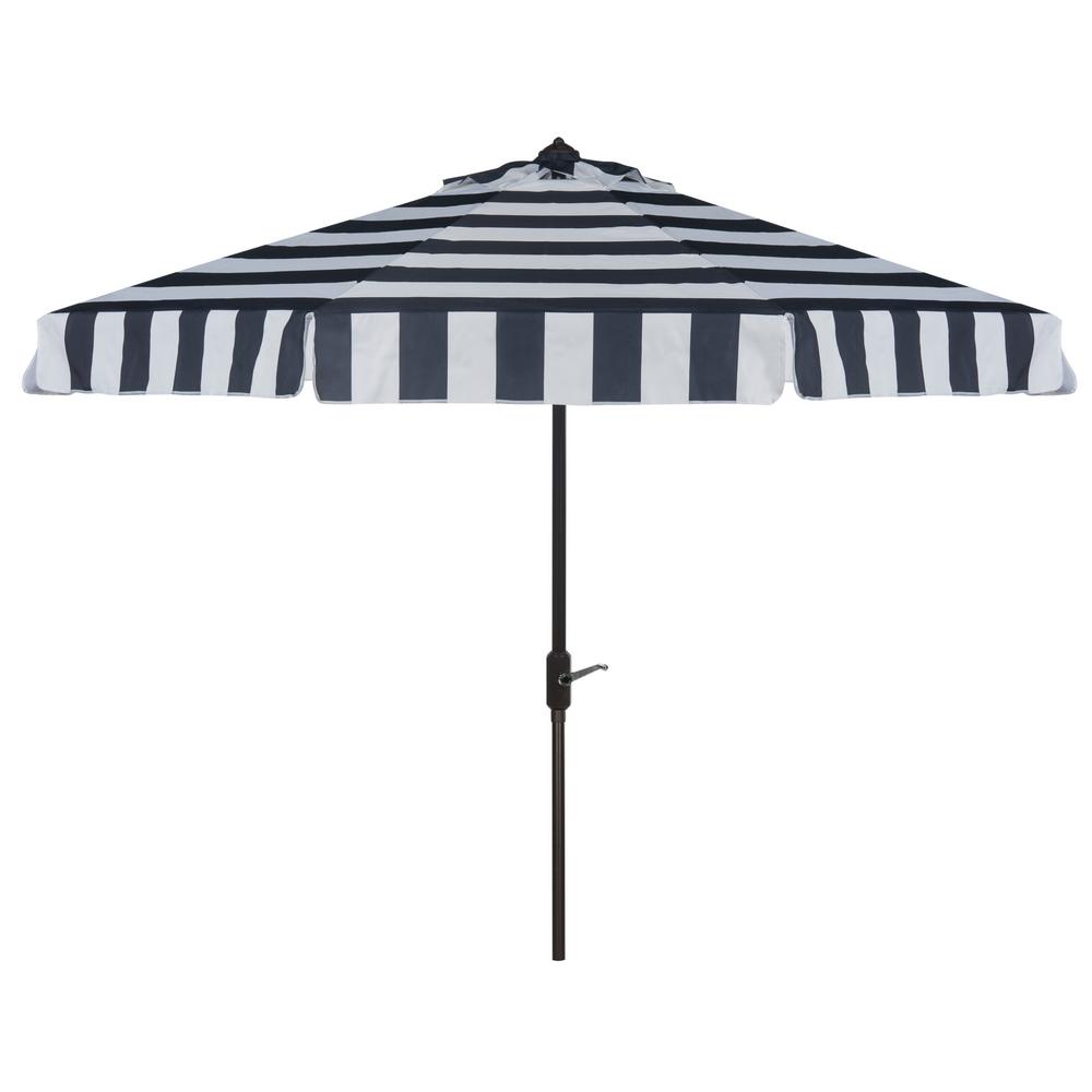 Safavieh Elsa 11 Ft Aluminum Market Tilt Patio Umbrella In Navy White Pat8103b The Home Depot