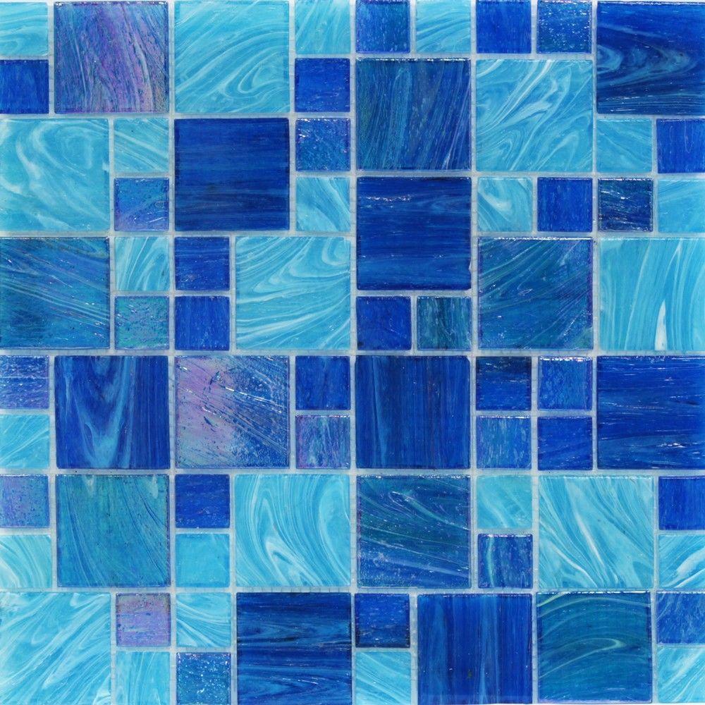 Ivy Hill Tile Aqua Blue Ocean French Pattern Glass Floor and Wall Tile