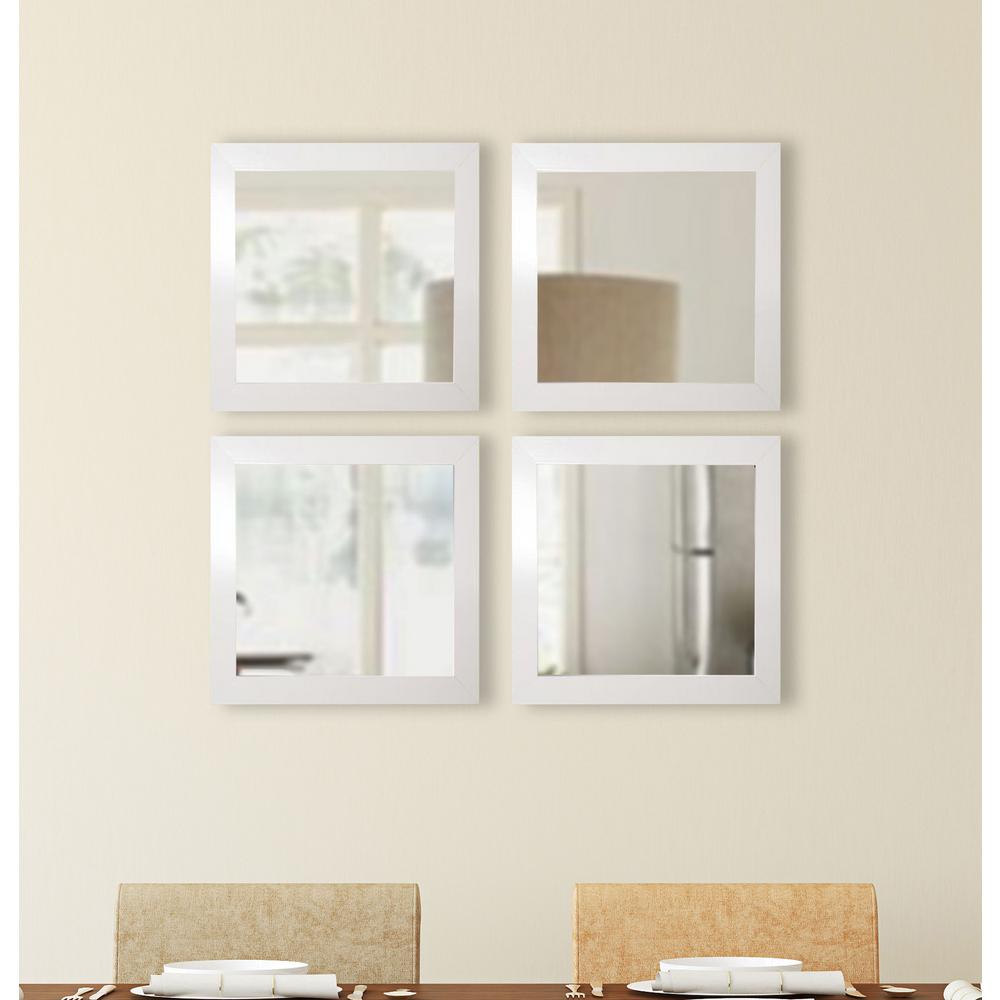 15 5 In X Glossy White Square Wall Mirrors Set Of 4