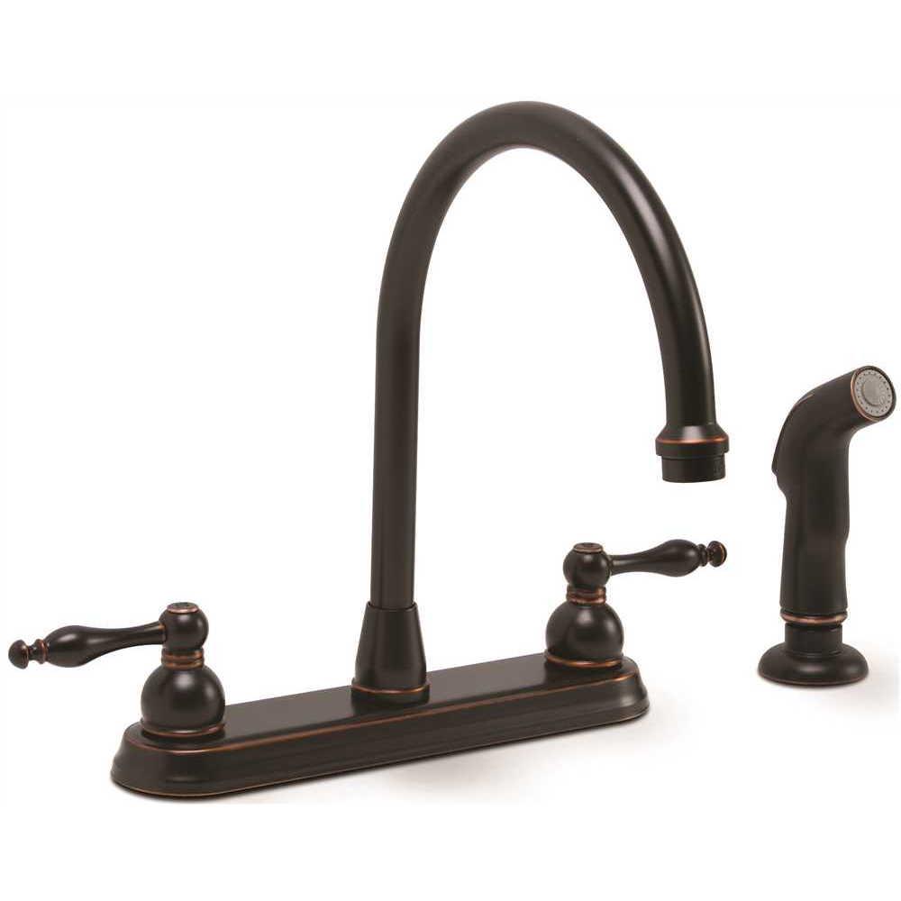 Premier Wellington 2 Handle Standard Kitchen Faucet With Side Sprayer In Parisian Bronze