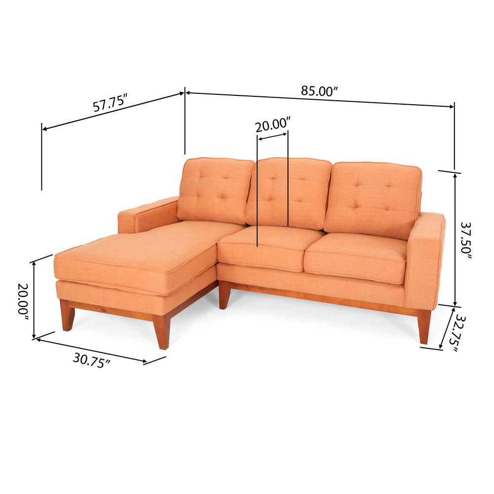 Noble House Welles Mid Century Modern Tufted Burnt Orange Fabric