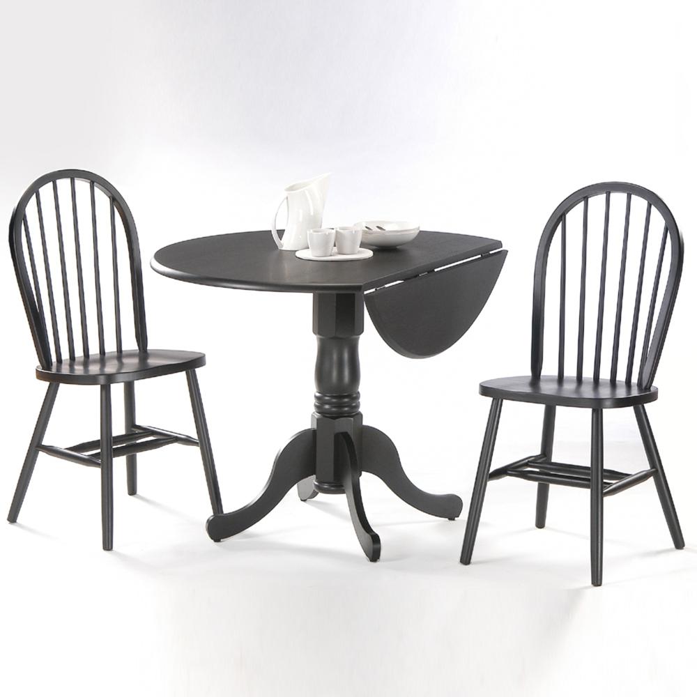 International Concepts Black Wood Spindle Back Windsor Dining Chair-C46