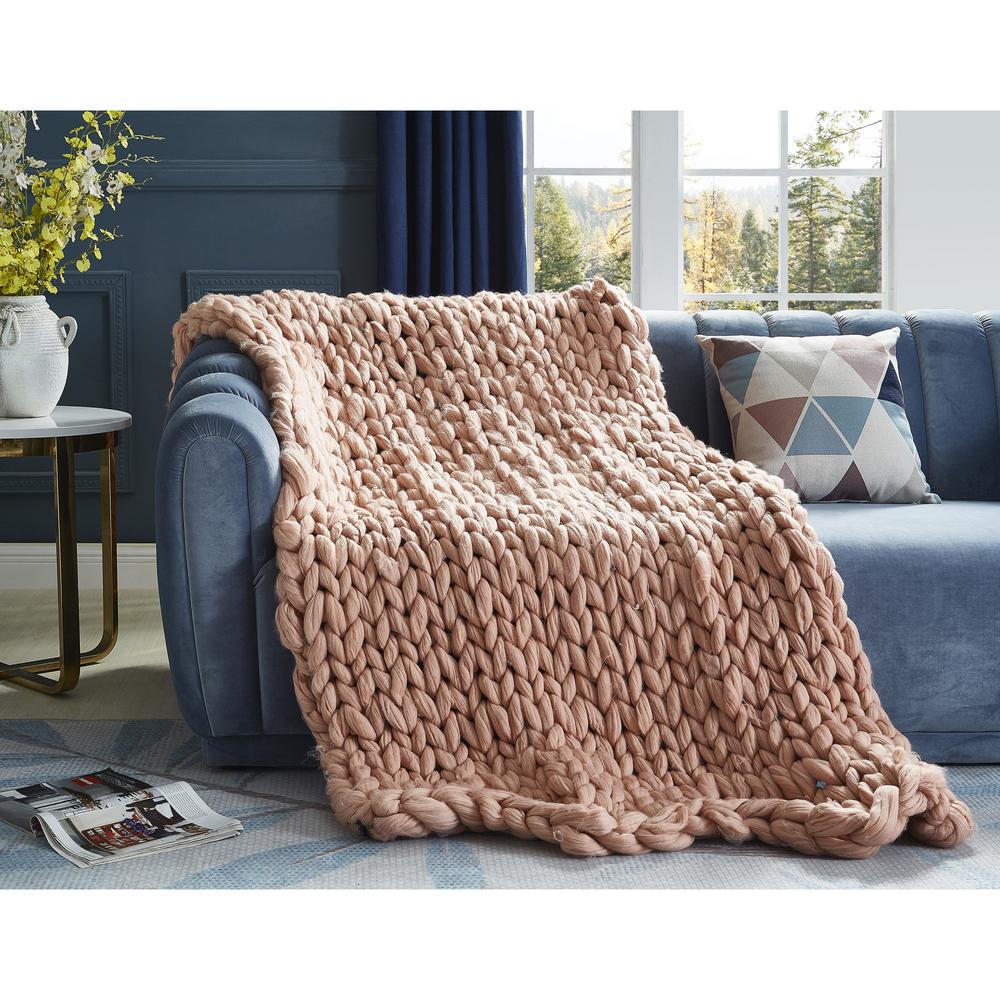 Cozy Tyme Berenice 40 in. x 60 in. Blush Throw Blanket Cozy 100