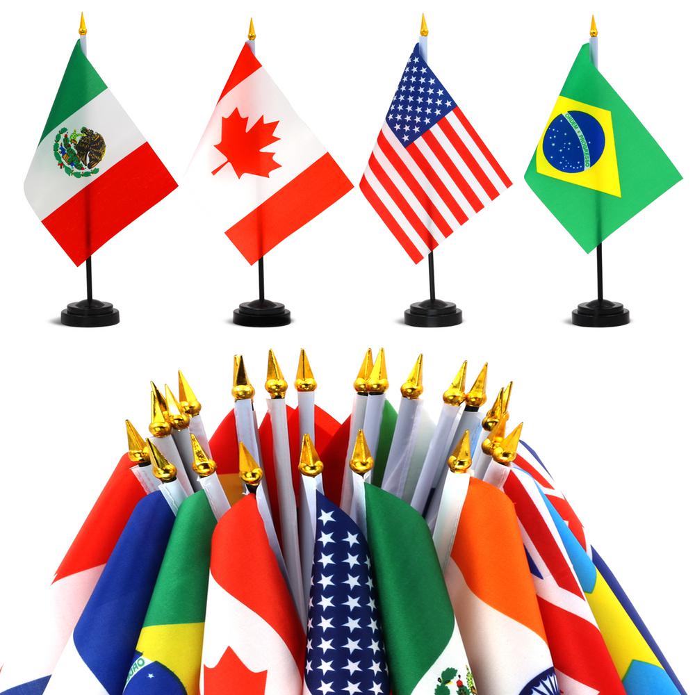 Anley 24 Countries Deluxe Desk Flags Set 7 5 In X 5 5 In