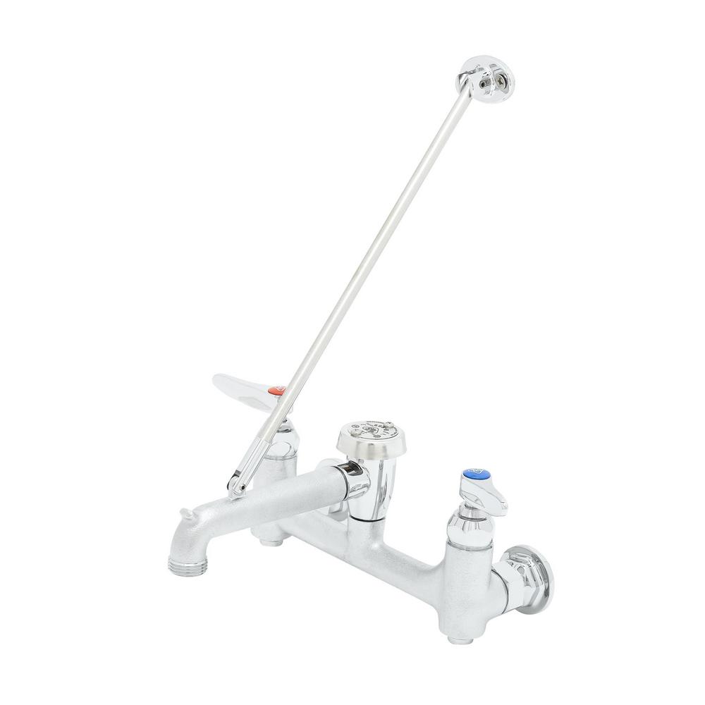 T&S BRASS 2 Handle Utility Faucet with Shut Off in Rough Chrome B0665