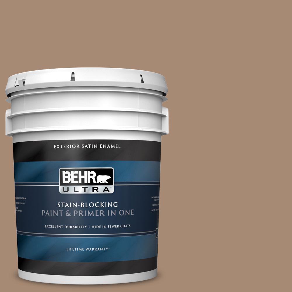 BEHR ULTRA 5 Gal. #N240-5 Rodeo Tan Satin Enamel Exterior Paint And ...