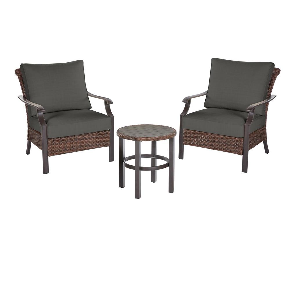 Hampton Bay Harper Creek 3 Piece Brown Steel Outdoor Patio Chair