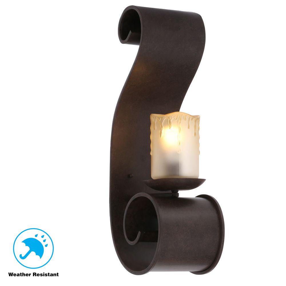 Clearance Transitional Outdoor Lighting The Home Depot Adelaide Collection Outdoor Bronze Large Sconce