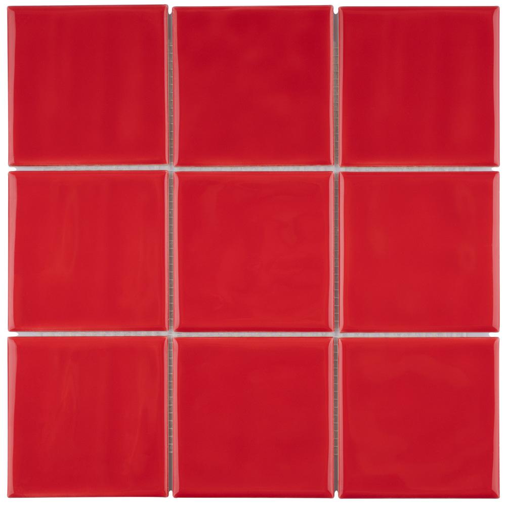 Merola Tile Twist Square Red Cherry 11-3 4 In. X 11-3 4 In. Ceramic 